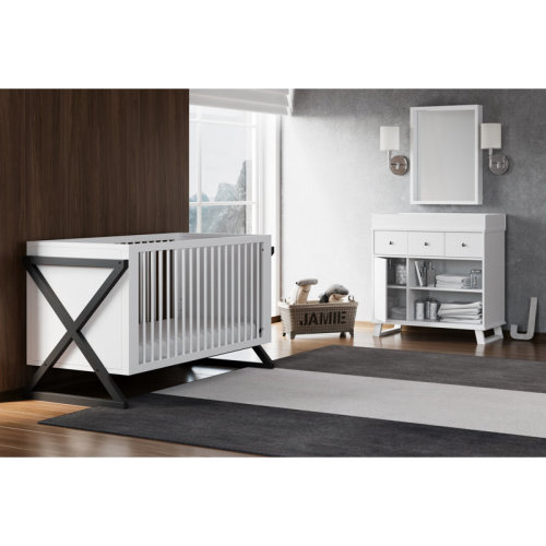 Storkcraft Equinox Crib And Modern 2 Drawer Changing Dresser 2-Piece Nursery Furniture Set - White & Reviews | Wayfair