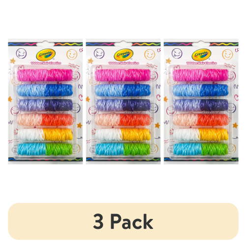 (3 pack) Crayola Girls Polybond Elastic Hair Ties, Assorted Colors, Medium Size, 1000 Count