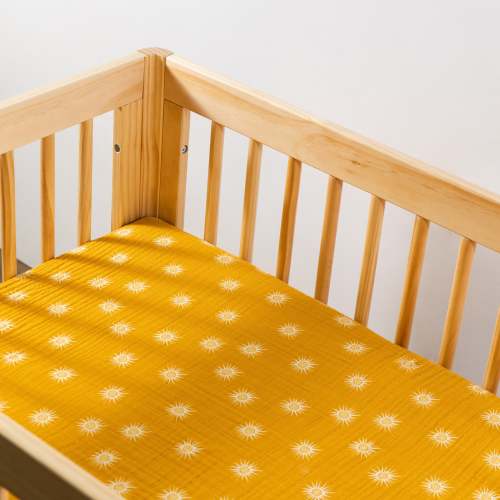 All-Stages Midi Crib Sheet in GOTS Certified Organic Muslin Cotton - Golden Hour
