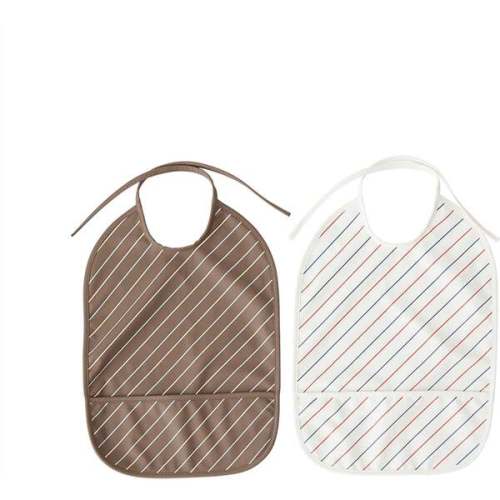 Striped Tie-Neck Bib Set, Mellow & Choko (Pack Of 2) - Oyoy | Maisonette