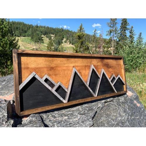 Mountain Wall Art, Wooden Mountain Peaks, Rustic Mountain Art, Cabin Decor