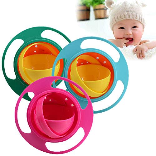 ZTL Gyro Bowl 360 Dgree Rotation Spill Resistant Gyroscopic Bowl with Lid