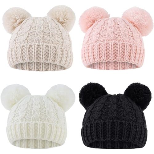 Yuoahcn Baby Girl Beanie Winter Baby Boy Hat with Pom pom Warm Infant Knitted Hats Toddler Kid Beanies