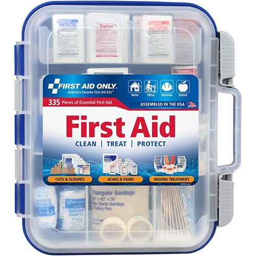 First Aid Only 91247 OSHA-Compliant First Aid Kit, All-Purpose 100-Person Emergency First Aid Kit for Business, Worksite, Home, and Car, 335 Pieces, Multicolored