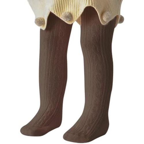 Zando Soft Cable Knit Toddler Tights - Seamless Cotton Leggings for Newborn Infant Baby Girl Stockings for Under Dress