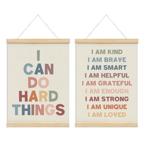 foedor Positive Affirmations Wall Decor Set of 2, Nursery Toddler Calming Corner Classroom Reading Corner Kids room Playroom Wall Decor, 12x16 Inch