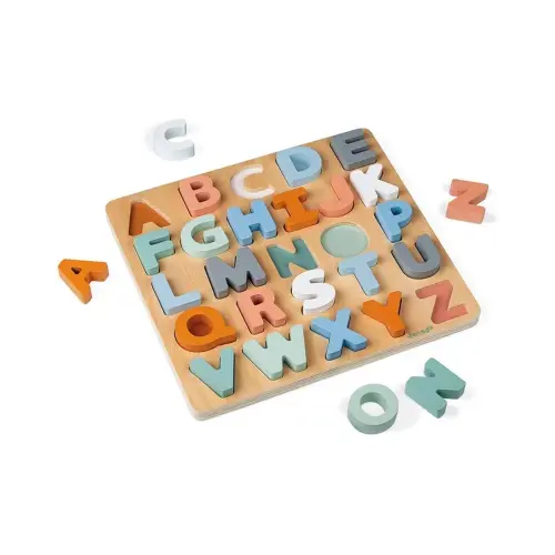 Janod Sweet Cocoon Wooden Alphabet Learning Puzzle with ABC Letters and Chalkboard - Ages 2+ - J04412
