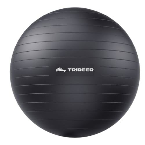 Trideer Exercise Ball for Yoga, Pilates & Fitness Stability Ball Equipment for Home Gym & Office Chair, Core & Balance Training Accessories, Physical Therapy Equipment, Quick Pump Included, 5 Sizes