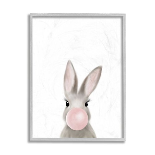 Zoomie Kids Bunny With Pink Bubble Gum Forest Animal | Wayfair