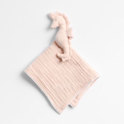 Selene Pink Seahorse Lovey + Baby Stroller Blanket Set by Jake Arnold