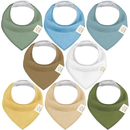 8pk Organic Baby Bandana Bibs for Drooling and Teething (Daybreak) | Super Absorbent, Triangle Baby Drool Bibs for Girls, Boys, 100% Cotton, Extra Soft for Newborn, Infant 0-36 Months
