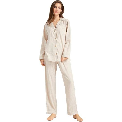 Womens Muslin Pajama Set 100% Cotton Double Gauze Linen Like