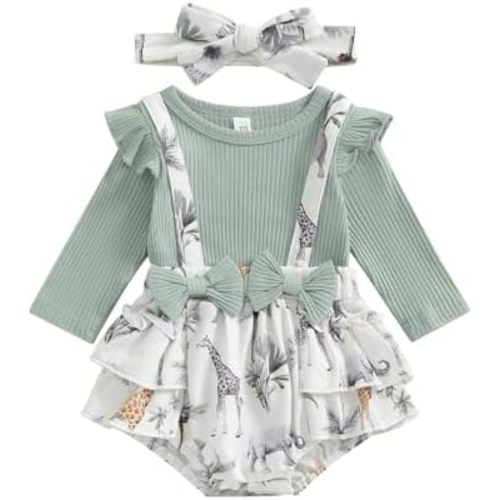 Newborn Infant Baby Girl Knit Romper Dress Long Sleeve Ruffle Bodysuit Jumpsuit Fall Winter Clothes One Piece Outfit