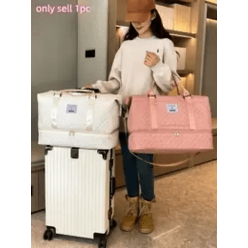 Solid Color Large Capacity Travel Bag, Lightweight Portable Foldable Travel Bag, Multifunctional Dry & Wet Separation Travel Bag, Yoga Fitness Bag, Traveling Bag - TikTok Shop