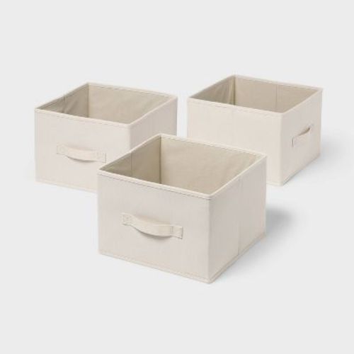 3pk Fabric Drawer Storage Compatible with Hanging Closet Ivory - Brightroom™