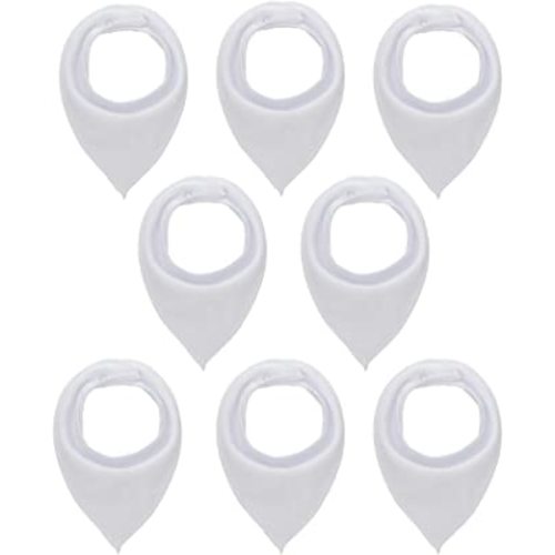 Maiwa Cotton White Bandana Drool Bibs for Baby Girl Boys for Drooling and Teething for 8 Pack