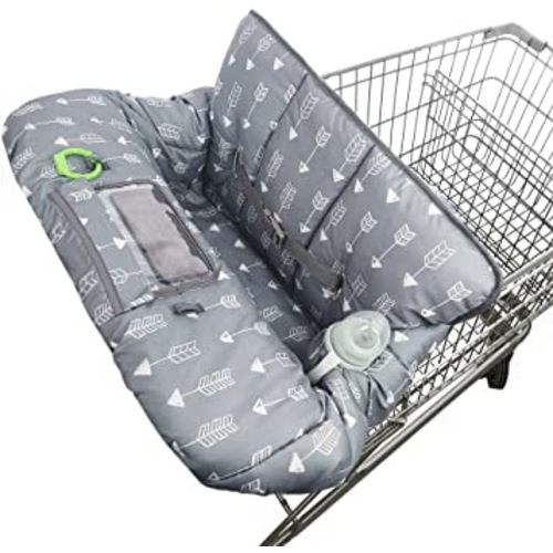 Shopping cart Cover for Baby high Chair Cover, roll in and go, Universal fit, Grey Arrow
