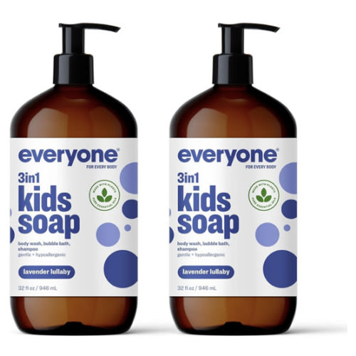 Everyone 3-in-1 Kids Soap, Body Wash, Bubble Bath, Shampoo, 32 Ounce (Pack of 2), Lavender Lullaby, made with Essential Oils for Toddlers, tweens and teens