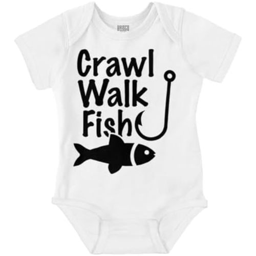 Brisco Brands Crawl Walk Fish Hook Outdoor Lover Baby Romper Boys or Girls