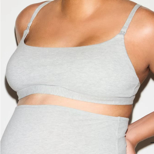 COTTON JERSEY MATERNITY NURSING SCOOP BRALETTE 2-PACK | LIGHT HEATHER GREY