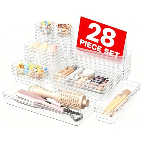 A-LuGei 【Military Grade Drawer Organizer, 【𝟱𝗦𝗶𝘇𝗲】 Makeup organizer, 【Holds 177 Items】 Bathroom Organizers and Storage, Organization and Storage, Desk Drawer Organizer for Bathroom Vanity
