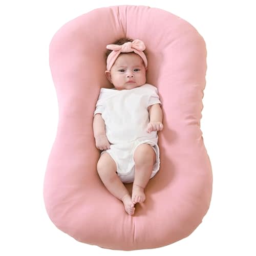 FUNUPUP Rayon Derived from Bamboo Baby Lounger Cover Compatible with Snuggle Me Lounger, Infant Lounger Pillow Cover for Newborn, Removable Elastic Newborn Lounger Cover,Cover Only,Pink