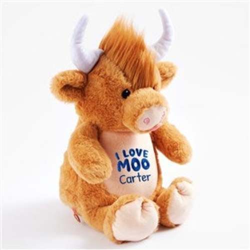 I Love Moo Embroidered Plush Highland Cow