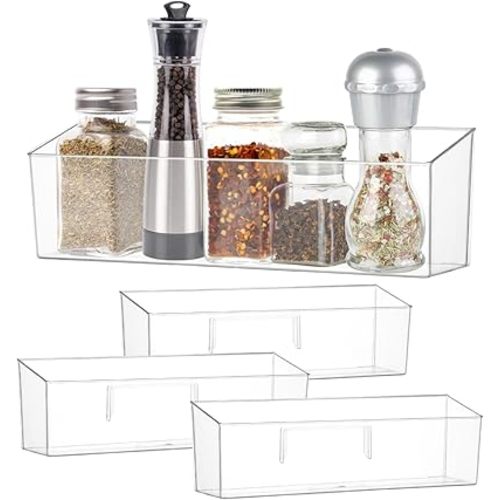 2 Pack Spice Rack, Spice Organization for Cabinet, Storage Organizer Bins, Clear Plastic Seasoning Jars Rack Condiment Bottles Shelf Makeup Organizer for Kitchen Cabinet Doors Pantry RV Organization