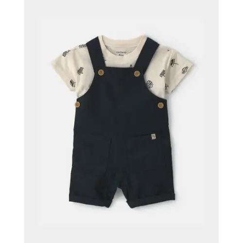 Baby Boy 2-Piece Beach Overall Set - Black/Ivory | Carter's