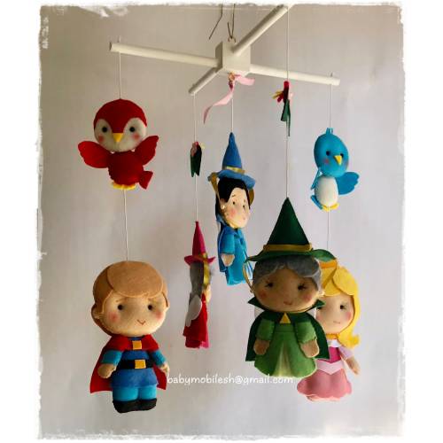 Sleeping Beauty Baby Mobile: Aurora, Prince Phillip, Fairies Crib Mobile