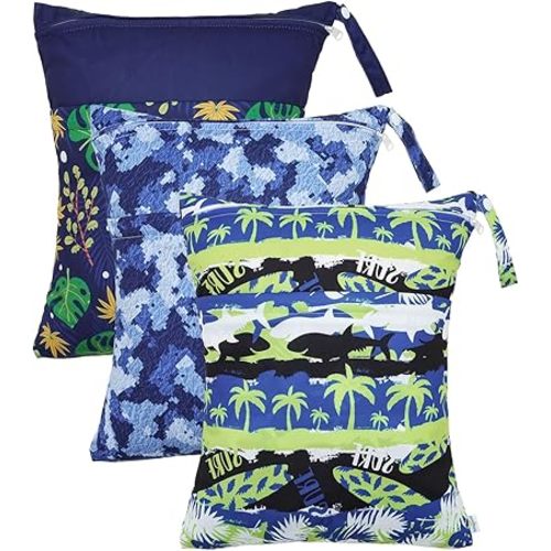 babygoal Hawaii Wet Dry Bags 3 Pack, Waterproof Travel Bags for Swimsuits, Beach, Pool, Gym,Food Storage and Wet Clothes,3LN41-B