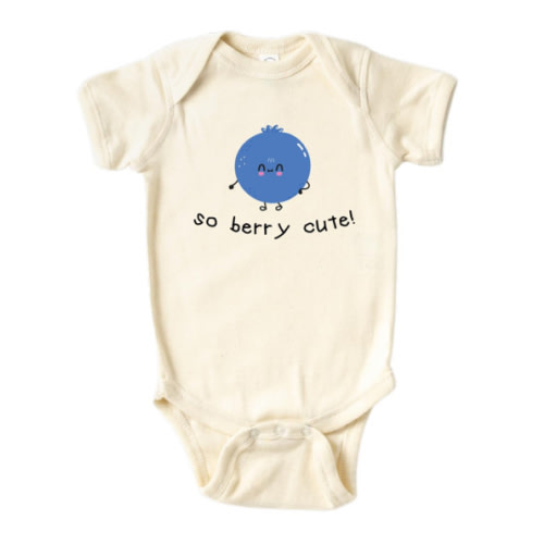 So Berry Cute Baby Onesie® Cute Bodysuit for Newborn Outfit for Kids Shirt Blueberry Clothes 11 (Short Sleeve Natural, 0-3m)