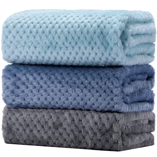 Newwiee 3 Pcs Baby Blankets 30 x 40 Soft Neutral Fuzzy Blanket for Toddler Infant Newborn Stroller Travel Supplies(Bright Color)
