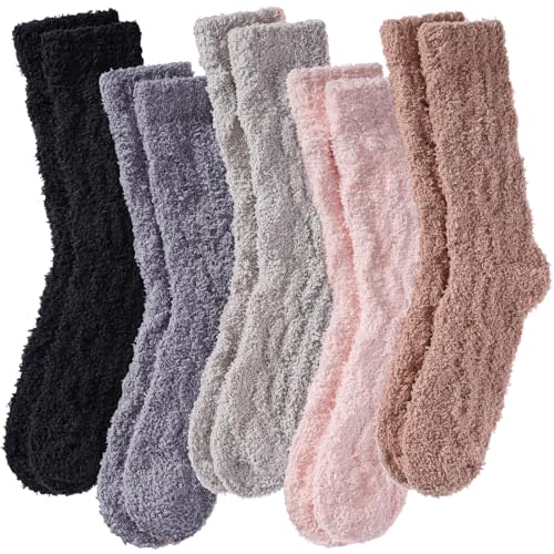 LANLEO Fuzzy Socks for Women Soft Cozy Fluffy Slipper Winter Warm Microfiber Plush Sleeping Socks