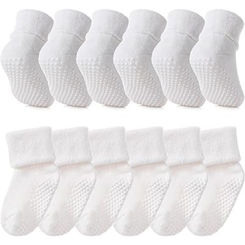 SDBING Baby Boys Girls Grips Socks Infant Toddlers Kids Non Slip Warm Thick Cotton Ankle Crew Socks with Grippers