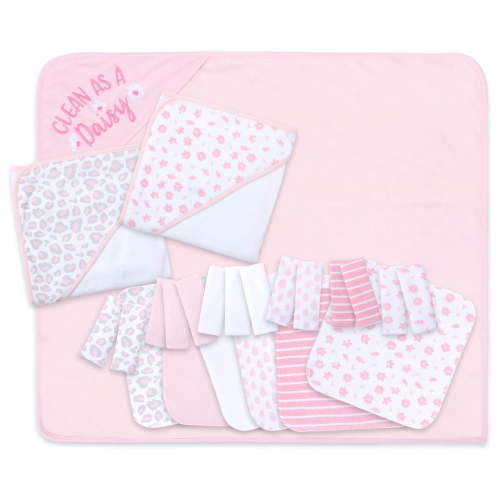 The Peanutshell Baby Hooded Towels and Washcloths Gift Bath Set, 23 Piece, Pink - Walmart.ca