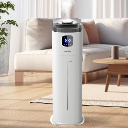 Large Humidifiers for Bedroom, 9L/2.5Gal Ultrasonic Cool Mist, Top Fill Easy Clean with 350ML/H Mist Speed, Quiet, Suitable for Kids Room Plant Yoga Office Study Room Living (White, Round)