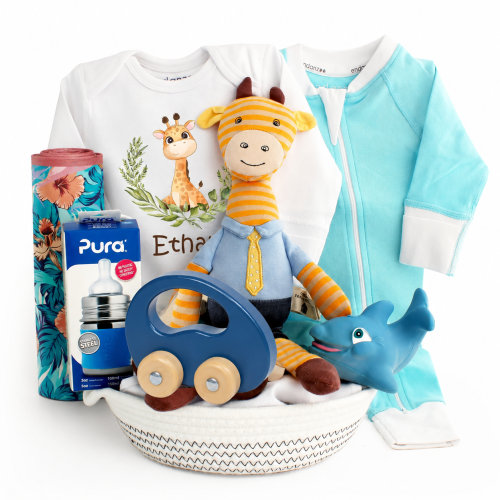 Zeronto Baby Boy Gift Basket - Safari Giraffe – Baby Joy Canada