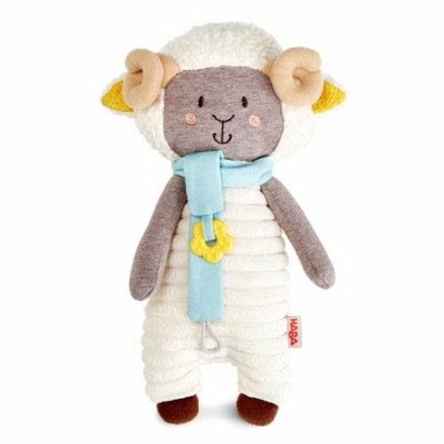 HABA Woolbert the Ram Lovey Set - Stuffed Animals for Babies, Pacifier Clips, Sensory Toys & Baby Teething Toys Ideal for Ages 0 Months+