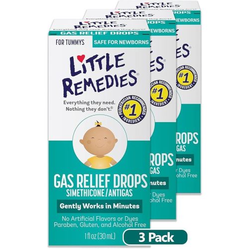 Little Remedies Newborn Gas Relief Drops, Relieves Discomfort From Gas, Baby Medicine with No Artificial Flavors or Dyes, Natural Berry Flavor, 1 Fl Oz