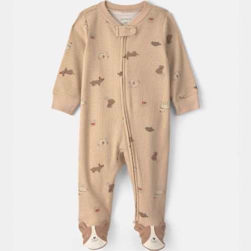 Baby Dog Cotton 2-Way Zip Sleeper - Brown | Carter’s Oshkosh Canada
