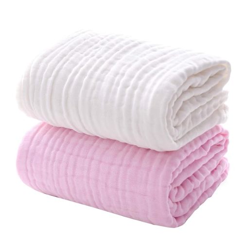 MUKIN Baby Bath Towels, Super Soft Cotton Receiving Blanket for Baby's Delicate Skin,2Pack Swaddle Blanket for Newborns Toddlers Boy Girl,Baby Registry as Shower (White+Pink)