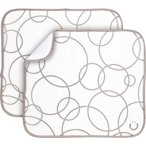 Ubbi Taupe Microfiber Dish Drying Mat, Baby Bottle Drying Mat, Kitchen Counter Dish Mat, Pack of 2