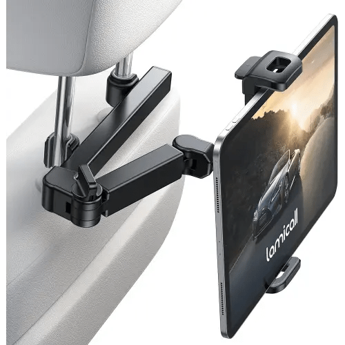 Lamicall Car Headrest Tablet Holder - [3 in 1 Extension Arm] Adjustable Tablet Car Mount for Back Seat, Road Trip Essentials for Kids, for 4.7-11" Device Like iPad Pro, Air, Mini, Galaxy, Fire, Black