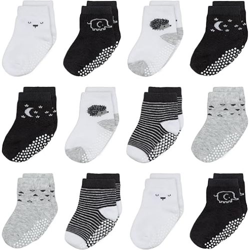 Mother's Choice Organic Cotton Baby Socks 6-12 Months - 12 pairs Soft and Cozy Girls and Boys Sock, Gentle Newborn Socks, Ideal For Baby Registry Infant Footwear for Daily Wear and Little Feet Comfort