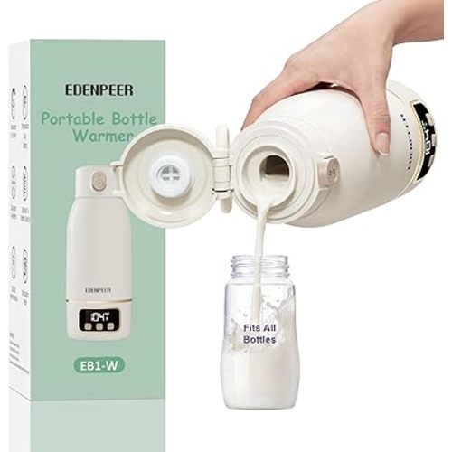 Portable Bottle Warmer for Travel, Fast Baby Bottle Warmer Portable with Precise Temperature Control, 17 OZ Milk Warmer, Leak-Proof Cordless Breastmilk Warmer, Fits Most Baby Bottles for On the Go