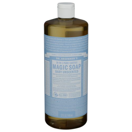 Dr. Bronners Baby Unscented Liquid Castile Soap, 32 FZ