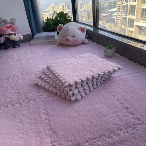 20 Non-Slip Plush Interlocking Square Rugs with Borders, Soft Fluffy Foam Puzzle Tile Mats, 12 X 12 X 0.4 Inch, Climbing Area Protective Mats