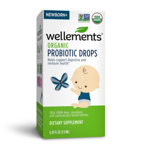 Wellements Organic Baby Probiotic Drops (0.25 Fl Oz) - Digestive & Immune Support for Infants - Toddler Probiotic Helps with Newborn+ Gut Health, Gas, Constipation & Colic Support - Preservative Free