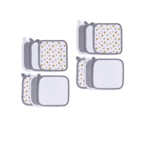 Small Story Organic Washcloth (6 Pack) - Grey Bees, 12